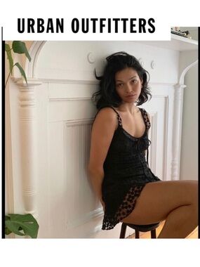 Urban Outfitters Black Lace Daisy Slip Dress